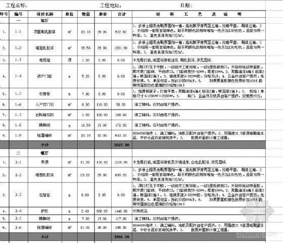 家装报价明细表(家装报价明细表下载)