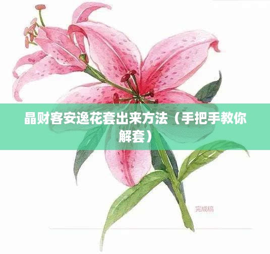 晶财客安逸花套出来方法（手把手教你解套）