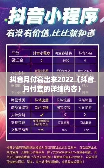 抖音月付套出来2022（抖音月付套的详细内容）