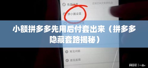 小额拼多多先用后付套出来（拼多多隐藏套路揭秘）