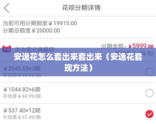安逸花怎么套出来套出来（安逸花套现方法）